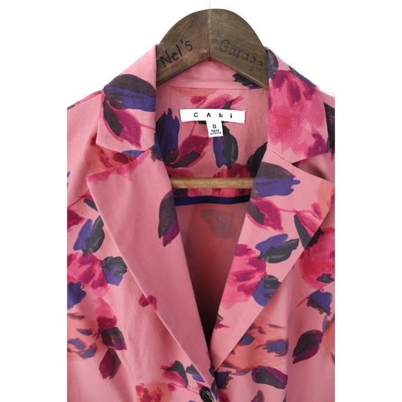 CAbi Pink Rose Garden Floral Buttoned Jacket Blazer Preowned XS - Picture 8 of 15